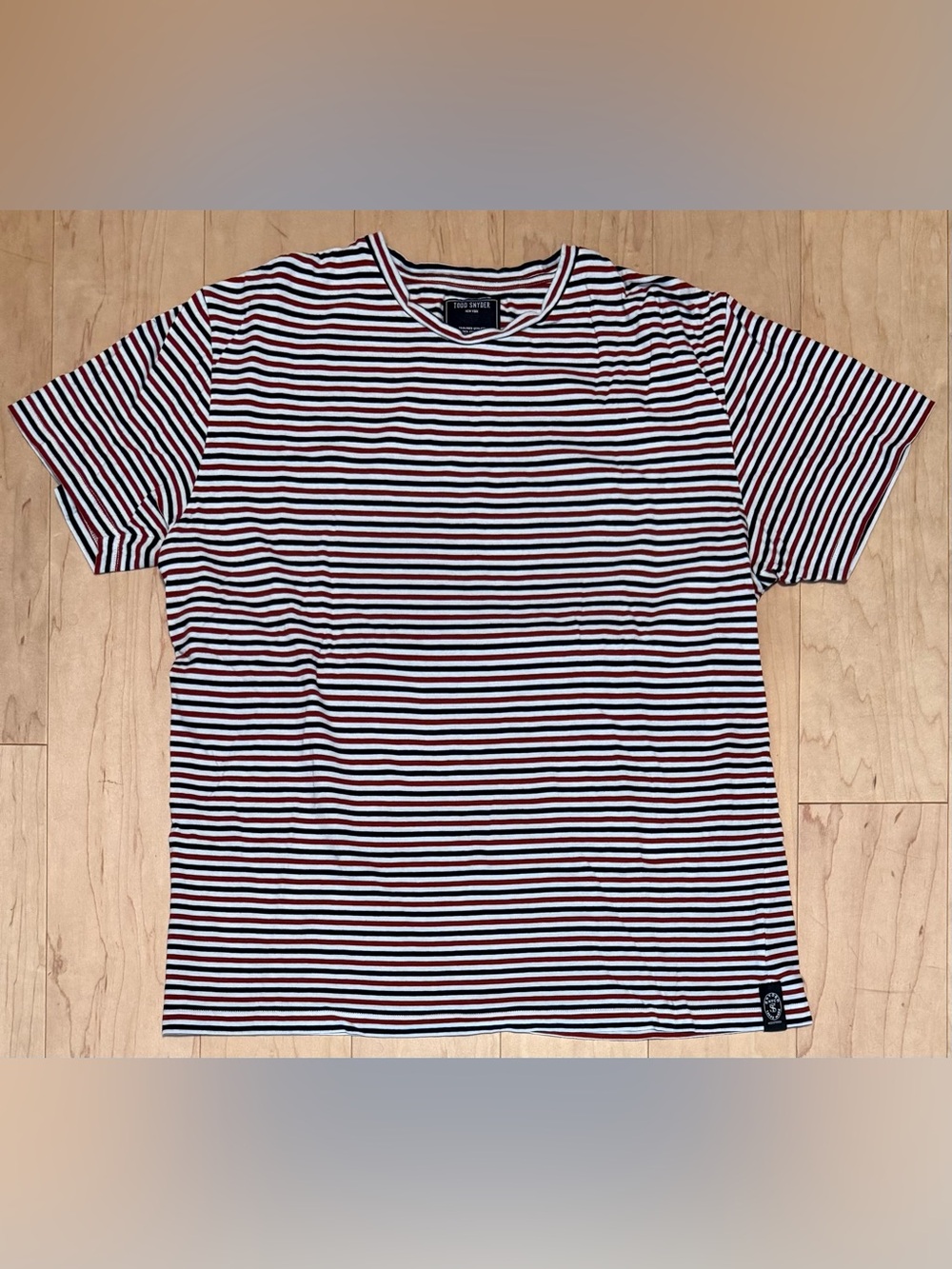 Todd Snyder Short Sleeve Crewneck T-Shirt Red Blue White Striped Lightweight XL